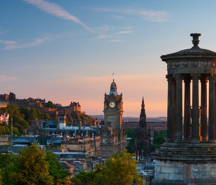 view from Calton Hill, Edinburgh, Scotland, a popular northern europe cruise port