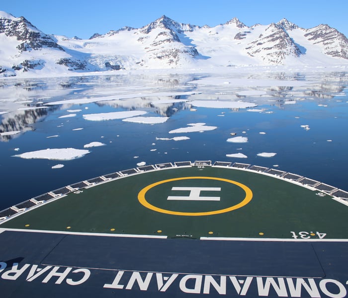 Helipad, Ponant's Le Commandant Charcot, blosseville coast, Greenland
