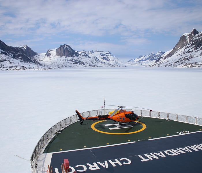 Helipad, Ponant's Le Commandant Charcot, blosseville coast, Greenland