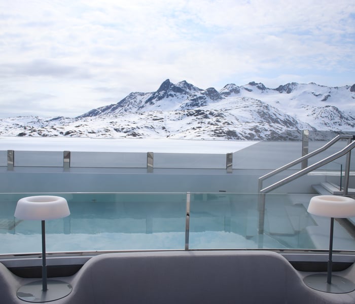 Blue lagoon hot tub on Ponant's Le Commandant Charcot