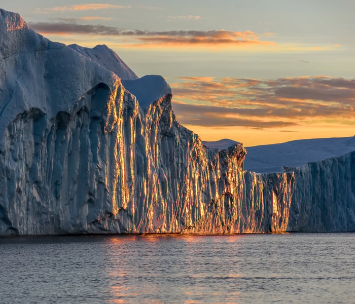 A Glacier in Disko Bay in Jakobshavn, Greenland