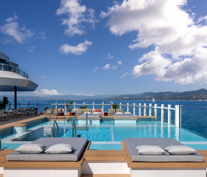 beach house pool on Ilma, The Ritz-Carlton Yacht Collection