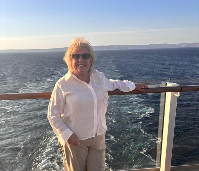 Sharon on board SIlversea's Silver Ray