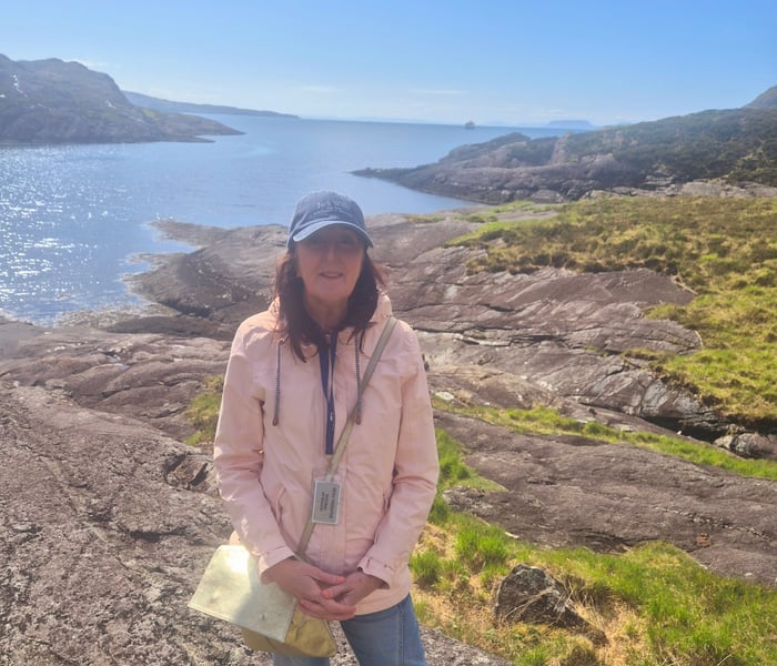 Heather exploring ashore in Scotland on a Hebridean Princess cruise