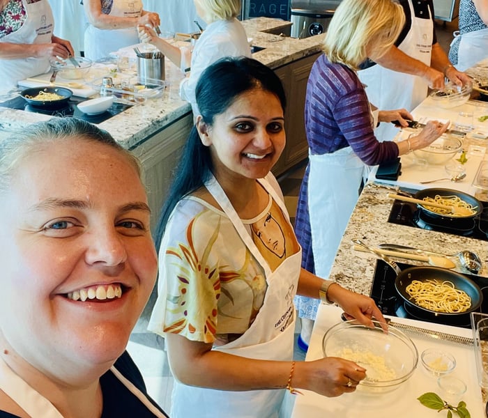 Hayley cooking on Oceania's Allura