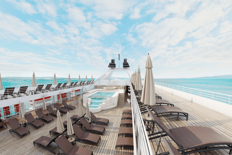 Rendering of the infinity pool deck after Windstar's 2020 refurbishment programme