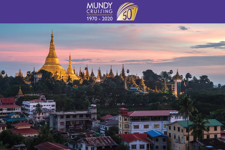 The golden Shwedagon Pagoda in Yangon, one of our top holiday ideas for a 50th birthday or anniversary