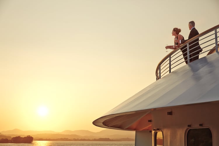 Couple on veranda on Seabourn