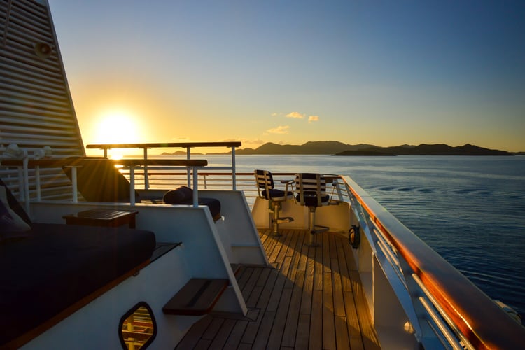 Sunset in the Caribbean on a SeaDream Yacht Club cruise
