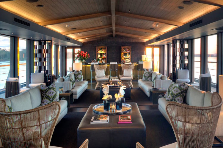 Lounge on board Aqua Nera Amazon river ship