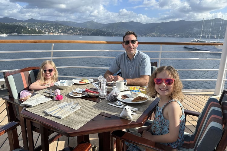Breakfast in Marketplace on Crystal Symphony during our family Crystal Cruise