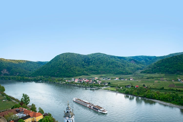 A Viking River Cruises ship in Durnstein, Germany