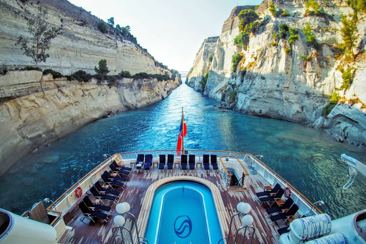 A SeaDream cruise on the Corinth Canal, one of the world's great canal journeys