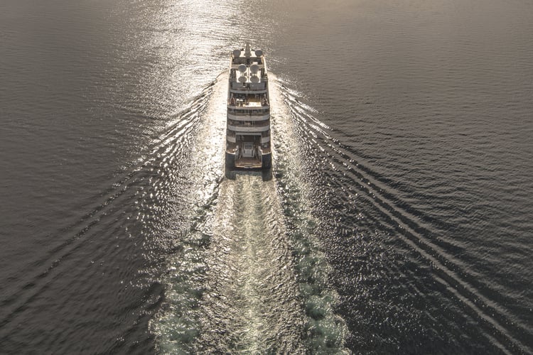 Ponant's Le Laperouse during sunset