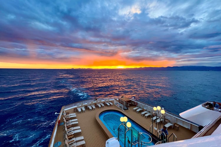 Sunset in Antibes on board SeaDream I