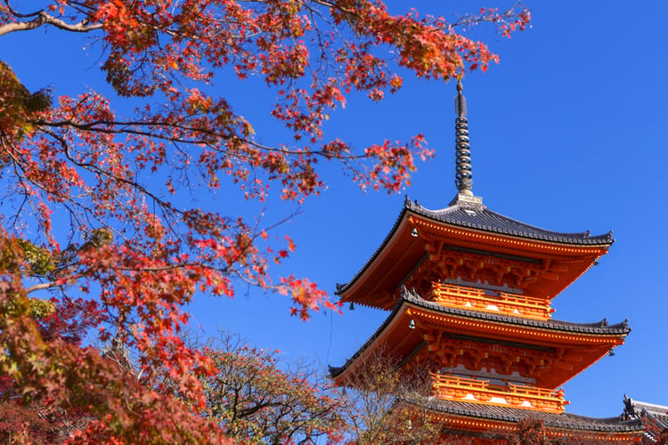 Kiyomizu pagoda in Kyoto, popular stop on a Windstar Japan cruise