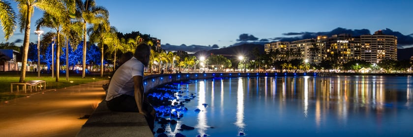 Cairns esplanade by night, Australia