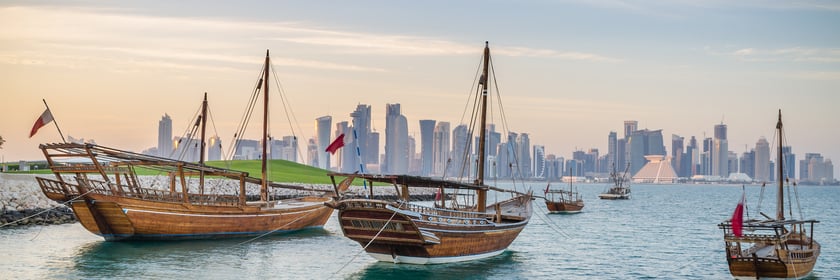 Dhows moored in Doha, Qatar