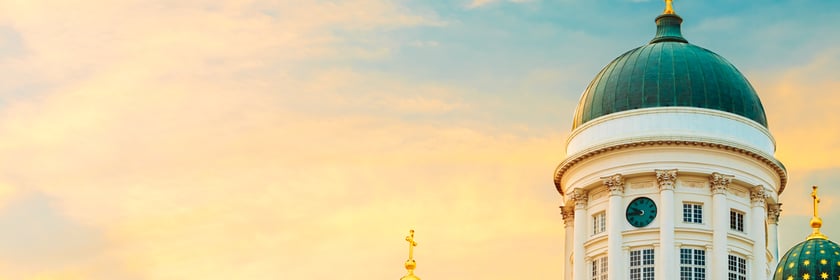 Helsinki cathedral at sunset