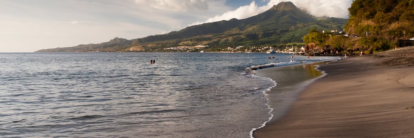 Black sand beach in Saint Pierre, Martinique
