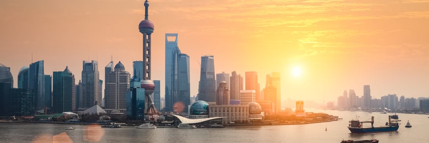 Sunset over Shanghai, China
