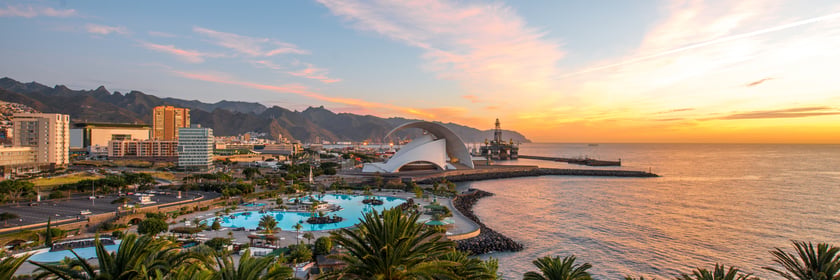 Sunset over Santa Cruz de Tenerife, Spain