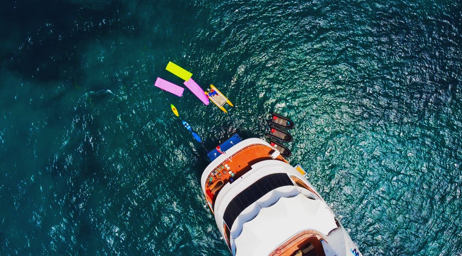 Aerial view of Star Breeze's watersports marina