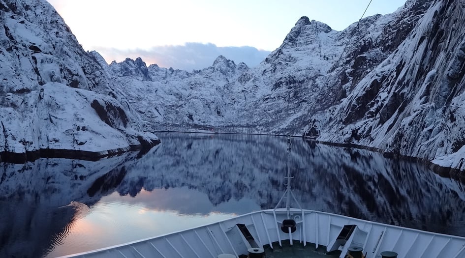 MS Nordkapp in Trollfjord, Norway
