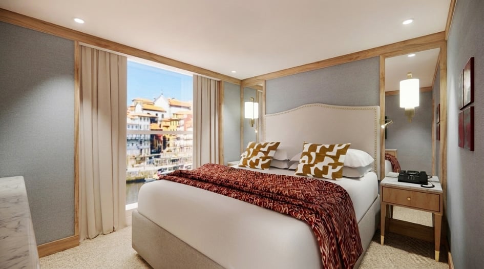 Suite rendering on board S.S. São Rafael, Uniworld's newest Douro River vessel