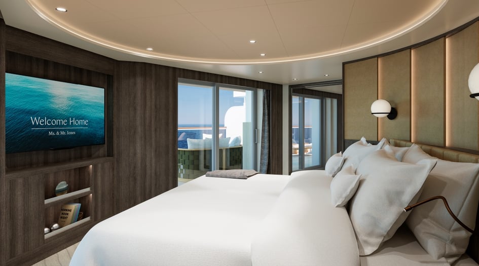 Cocoon Residence Suite rendering on board Explora Journeys ship, Explora III