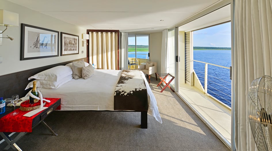 Master Suite on board Zambezi Queen river cruise ship