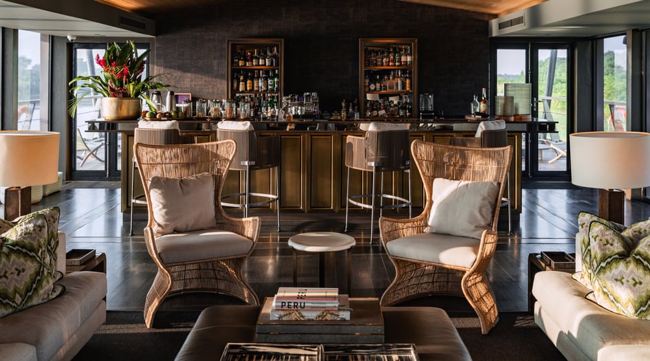 Lounge on board Aqua Nera Amazon river ship