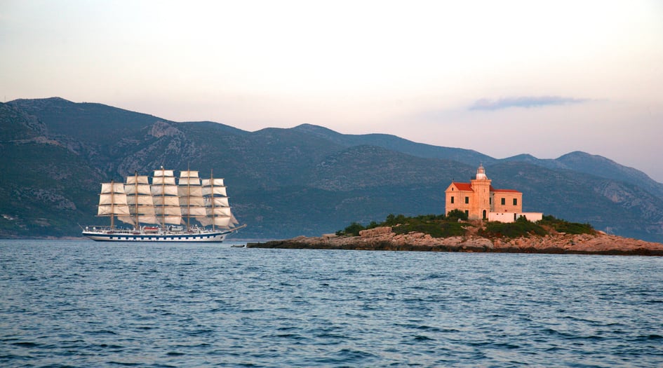 Royal Clipper off Korcula, Croatia