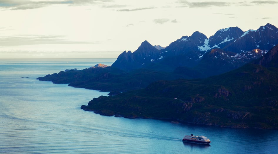 MS Trollfjord in Lofoten, Norway