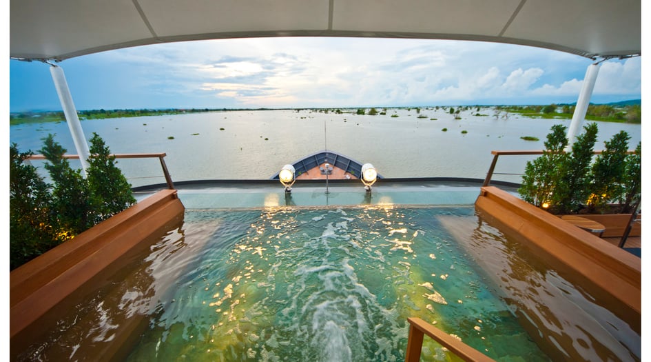 Plunge pool on board Aqua Mekong river cruise ship