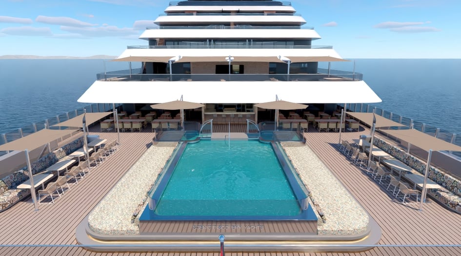 Rendering of the Yacht Club Pool Terrace on board Scenic Ikon