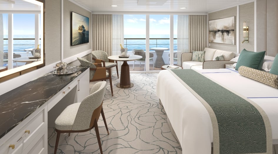 Penthouse Suite rendering on board Oceania Aurelia