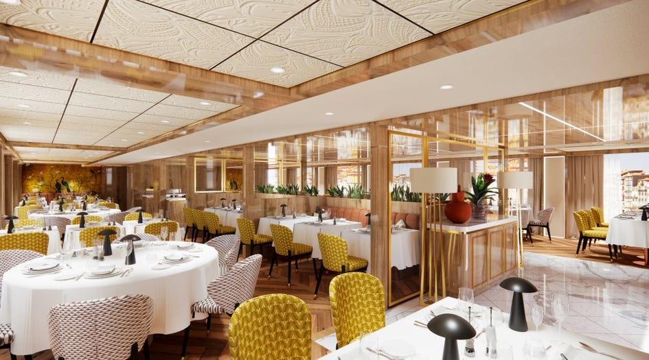 Restaurant rendering on board S.S. São Rafael, Uniworld's newest Douro River vessel