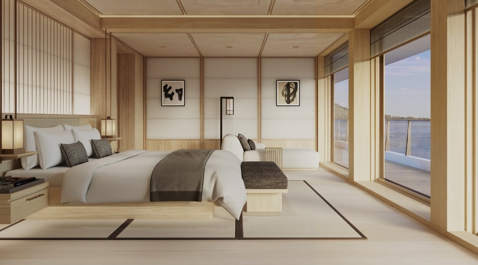 Rendering of Premier Suite on Aman at Sea's yacht Amangati