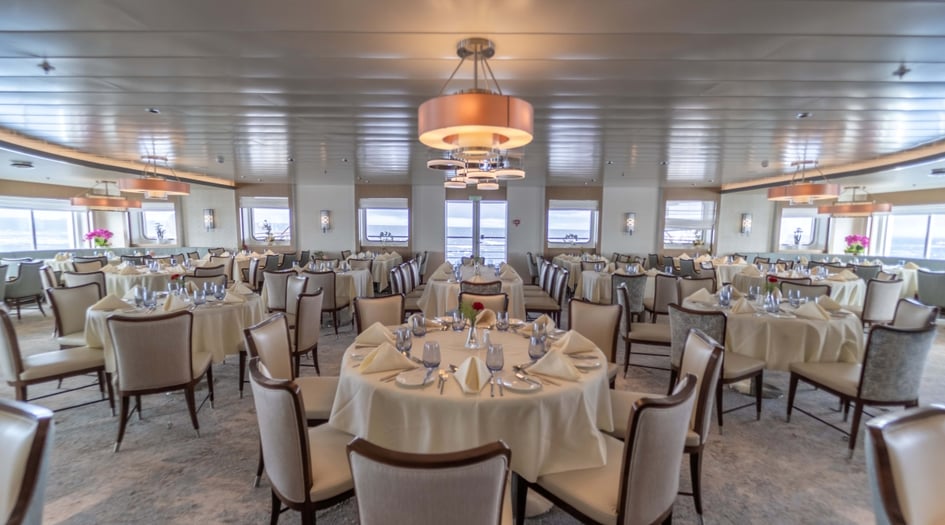 Dining room on board Greg Mortimer