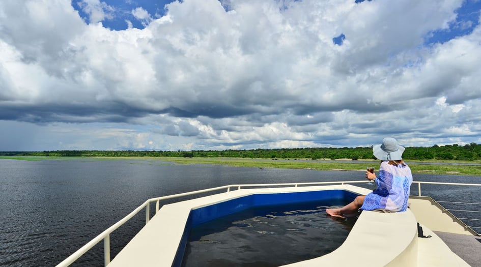 Pool on board Zambezi Queen river cruise ship