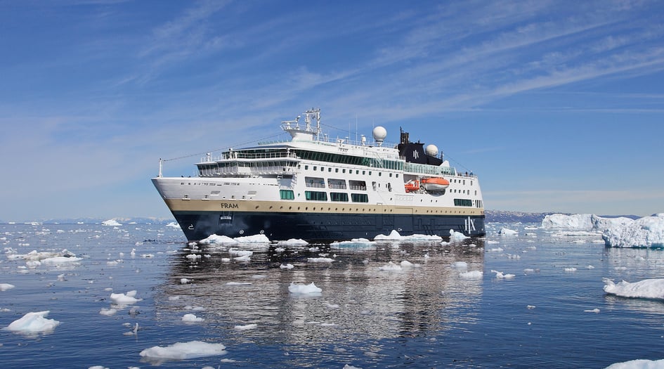 HX Hurtigruten Expeditions' ship MS Fram at sea