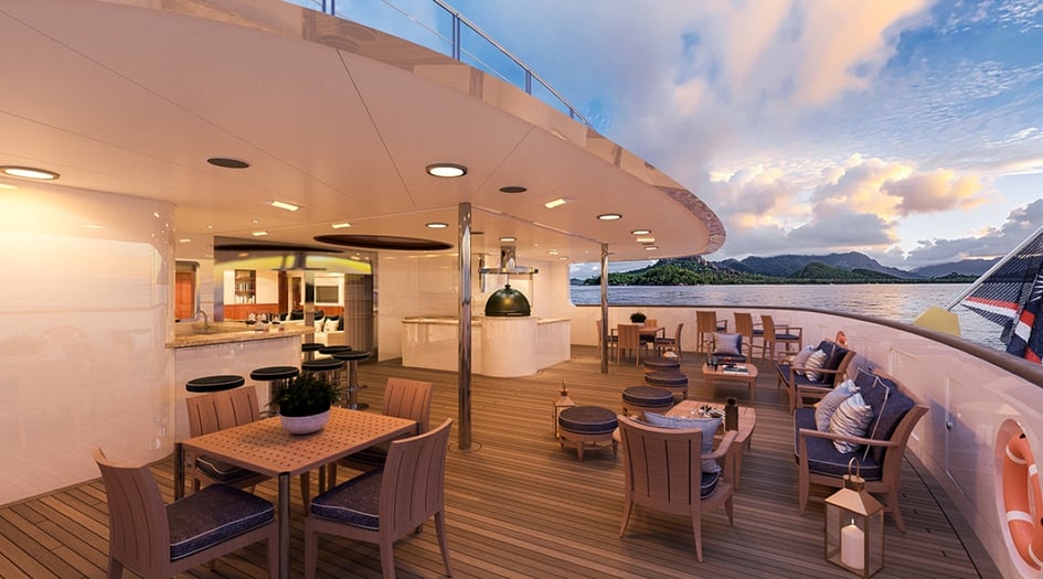 Outdoor Lounge on Aqua Expeditions' Seychelles yacht, Aqua Lares