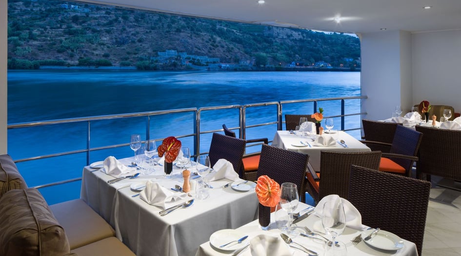 Restaurant on board AmaVida river ship