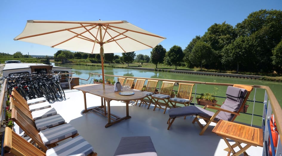 Sun Deck on board European Waterways' barge La Belle Epoque