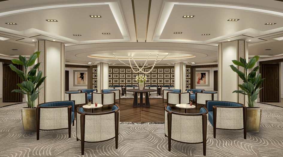 Rendering of the Atrium on board Seven Seas Prestige
