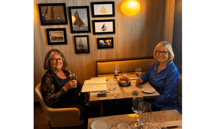 Sharon Trigg dining at The Yacht Club