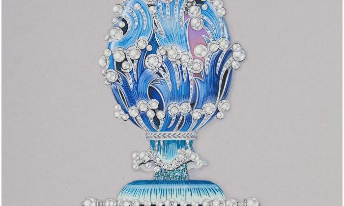 Artist sketch of Fabergé egg on Seven Seas Grandeur