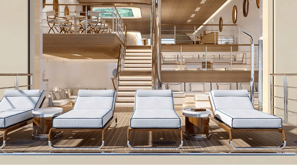 A rendering of the marina on board Four Seasons I